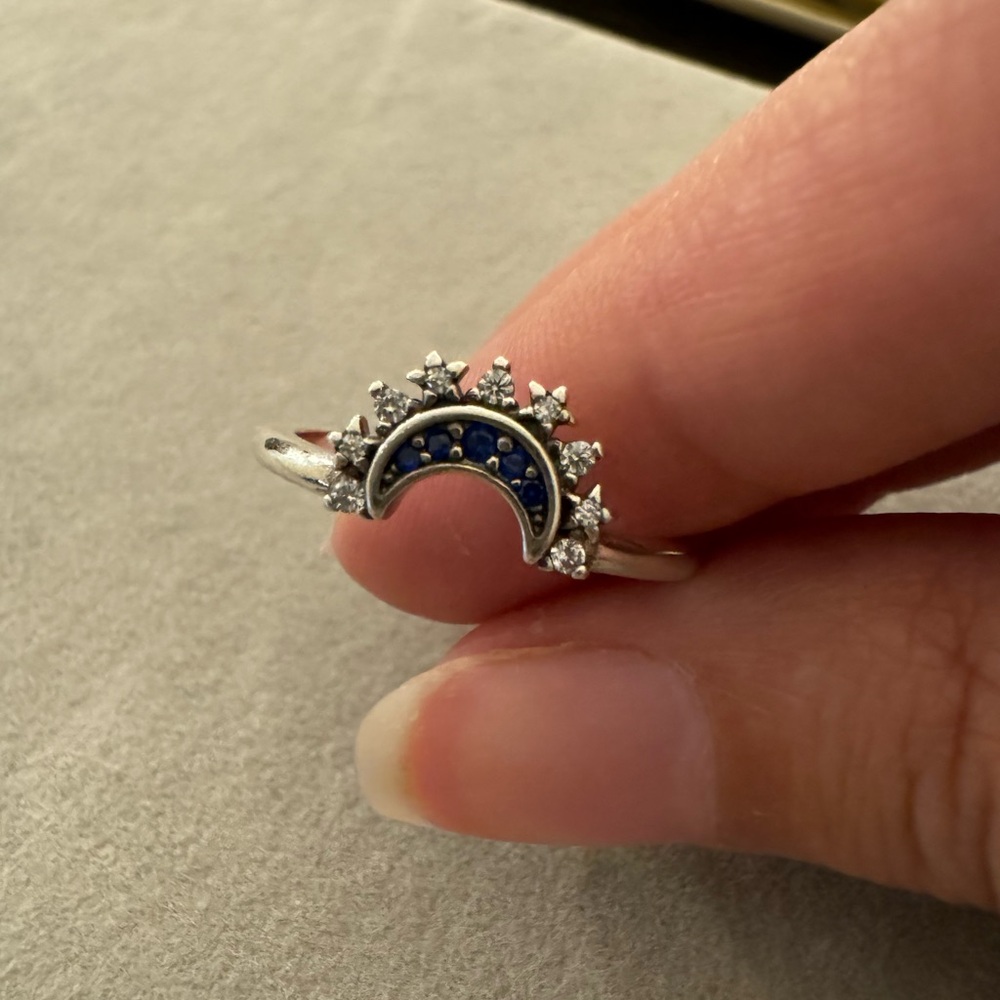Half moon silver ring